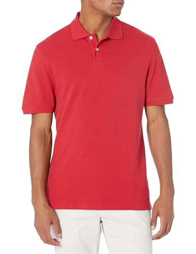 Amazon Essentials Herren Piqué-Poloshirt aus Baumwolle, Schmale Passform, Rot, M von Amazon Essentials