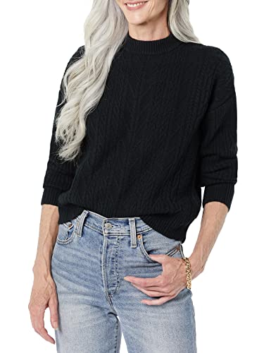 Amazon Essentials Damen Moderner Soft-Touch-Pullover Mit Rundhalsausschnitt (Erhältlich In Übergröße), Schwarz, L von Amazon Essentials
