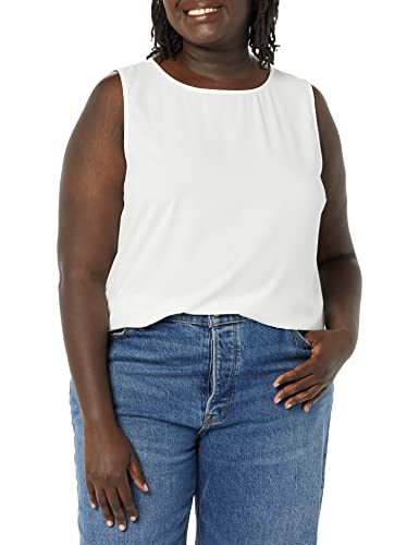 Amazon Essentials Damen Ärmelloses Tanktop für Lagen-Look mit Rundhalsausschnitt und normaler Passform, Elfenbein, S von Amazon Essentials