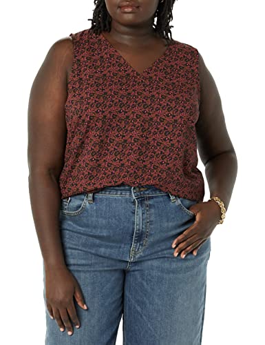 Amazon Essentials Damen Ärmelloses Tanktop für Lagen-Look mit normaler Passform (in Übergröße erhältlich), Dunkles Toffee Braun Floral, M von Amazon Essentials