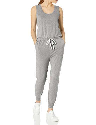 Amazon Essentials Damen Studio-Frotteefleece-Jumpsuit (Erhältlich in Übergröße), Hellgrau Meliert, L von Amazon Essentials