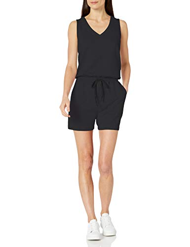 Amazon Essentials Damen Studio-Frottee-Strampler, Schwarz, S von Amazon Essentials