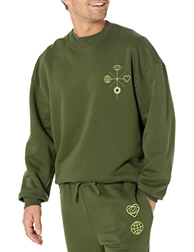 Amazon Essentials Herren Sweatshirt mit Rundhalsausschnitt und übergroßer Passform (erhältlich in Big & Tall), Dunkles Olivgrün, XL von Amazon Essentials