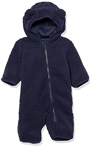 Amazon Essentials Unisex Baby Baby-Schneeoverall aus Sherpa-Fleece, Dunkles Marineblau, 0-3 Monate von Amazon Essentials