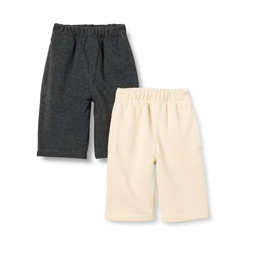 Amazon Essentials Unisex Baby Baumwollhose Aus French Terry, 2er-Pack, Beige/Dunkelgrau, 3-6 Monate von Amazon Essentials