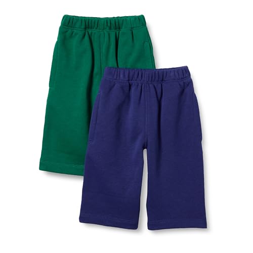 Amazon Essentials Unisex Baby Baumwollhose Aus French Terry, 2er-Pack, Grün/Marineblau, Frühchen von Amazon Essentials