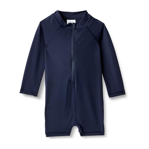 Amazon Essentials Unisex Baby Einteiliger Rashguard mit Langen Ärmeln, Marineblau, 12 Monate von Amazon Essentials