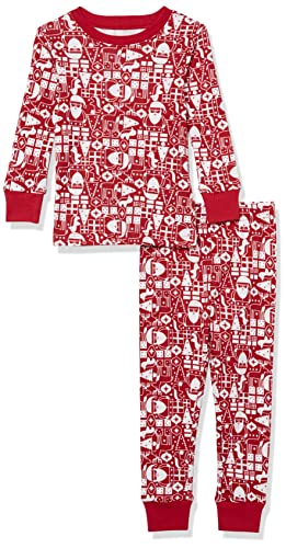 Amazon Essentials Unisex Baby Eng anliegende Baumwoll-Schlafanzüge, Rot Weihnachtsmann, 24 Monate von Amazon Essentials