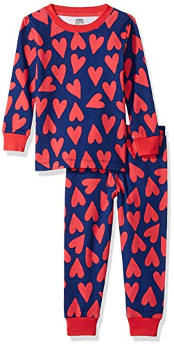 Amazon Essentials Unisex Baby Eng anliegende Baumwoll-Schlafanzüge, Blau Orange Herzen, 18 Monate von Amazon Essentials