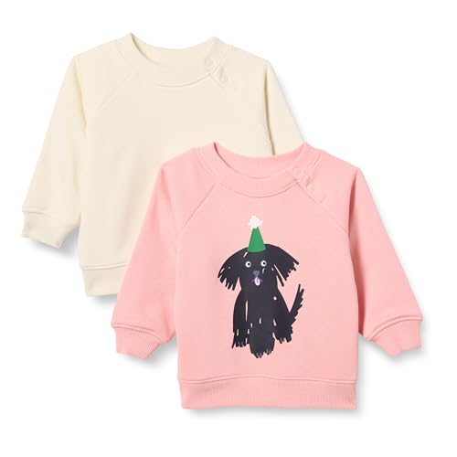 Amazon Essentials Unisex Baby French Terry Sweatshirts Mit Rundhalsausschnitt, 2er-Pack, Beige/Pfirsich Party-tiere, 24 Monate von Amazon Essentials