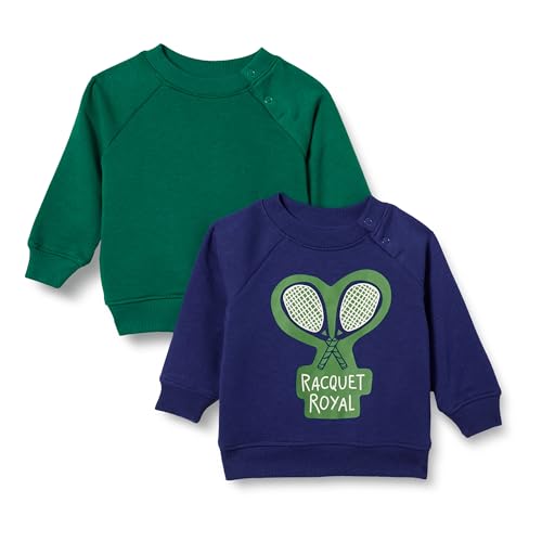 Amazon Essentials Unisex Baby French Terry Sweatshirts Mit Rundhalsausschnitt, 2er-Pack, Sport, 0 Monate von Amazon Essentials