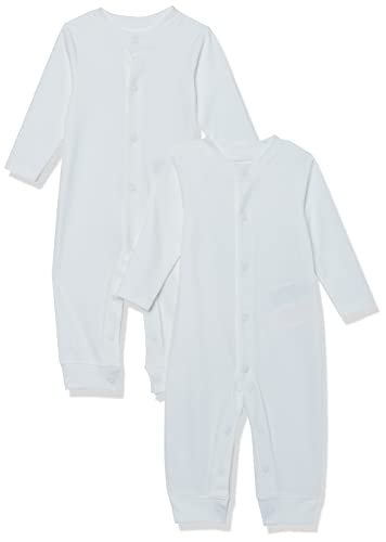 Amazon Essentials Unisex Baby Fußloser Overall aus Bio-Baumwolle (zuvor Amazon Aware), 2er-Pack, Elfenbein, 6-9 Monate von Amazon Essentials
