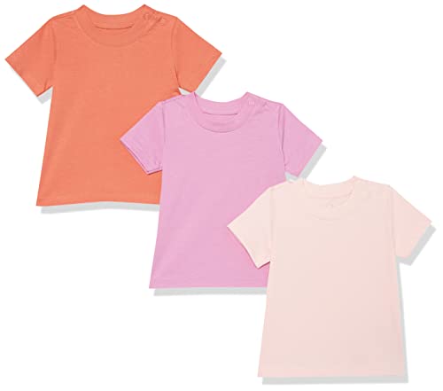 Amazon Essentials Unisex Baby Kurzärmliges T-Shirt aus Bio-Baumwolle (zuvor Amazon Aware), 3er-Pack, Rosa, 0 Monate von Amazon Essentials