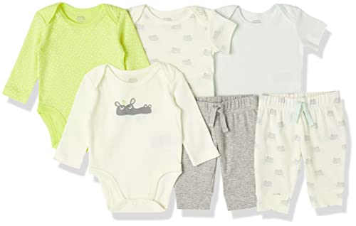 Amazon Essentials Unisex Baby Layette Outfit-Sets Baumwolle, 6er-Pack, Beige/Blau/Grau Meliert/Hippos/Nilpferd/Punkte, 24 Monate von Amazon Essentials