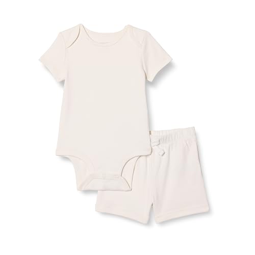 Amazon Essentials Unisex Baby Set aus Body und Shorts, Elfenbein, 6-9 Monate von Amazon Essentials