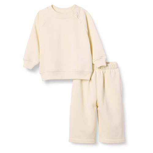 Amazon Essentials Unisex Baby Set aus Sweatshirt und Jogginghose aus French Terry, 2er-Pack, Beige, 6-9 Monate von Amazon Essentials