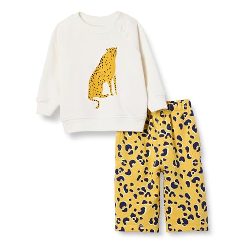 Amazon Essentials Unisex Baby Set aus Sweatshirt und Jogginghose aus French Terry, 2er-Pack, Gepard Graphic/Tier, 3-6 Monate von Amazon Essentials