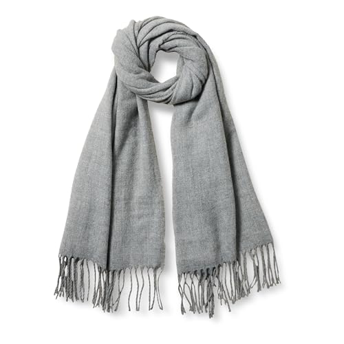 Amazon Essentials Unisex Erwachsene Übergroßer gewebter Schal mit Fransen, Grau Meliert, Einheitsgröße von Amazon Essentials