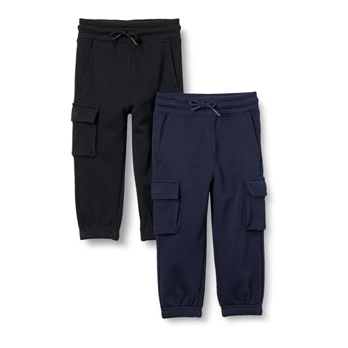 Amazon Essentials Unisex Kinder Cargo-Jogginghose, 2er-Pack, Marineblau/Schwarz, 10 Jahre von Amazon Essentials