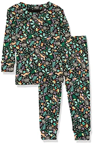 Amazon Essentials Unisex Kinder Eng anliegende Baumwoll-Schlafanzüge, Schwarz Folklorisch, 2 Jahre von Amazon Essentials