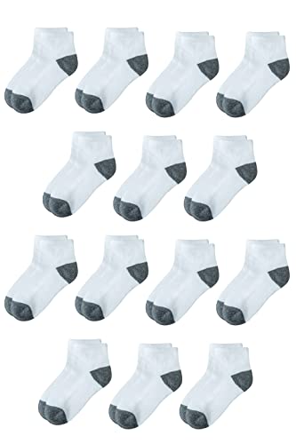 Amazon Essentials Unisex Kinder Knöchelsocken aus Baumwolle, 14 Paar, Grau Meliert Weiß, 4-5 Jahre von Amazon Essentials