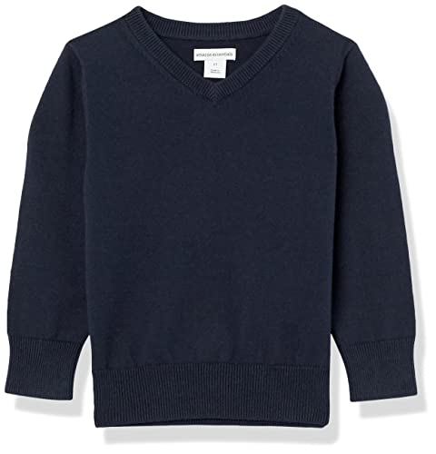 Amazon Essentials Unisex Kinder Pullover aus Baumwolle mit V-Ausschnitt, Uniform, Marineblau Heidekraut, 2 Jahre von Amazon Essentials