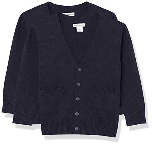 Amazon Essentials Unisex Kinder Uniform-Strickjacke aus Baumwolle, 2er-Pack, Marineblau, 4 Jahre von Amazon Essentials