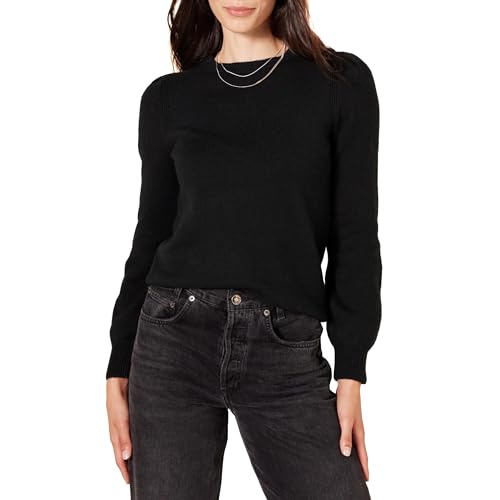 Amazon Essentials Damen Soft-Touch-Pullover mit plissierter Schulter und Rundhalsausschnitt, Schwarz, XXL von Amazon Essentials