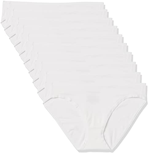 Amazon Essentials Damen Bikinihose aus Baumwolle (in Übergröße erhältlich), 10er-Pack, Weiß, 40 von Amazon Essentials