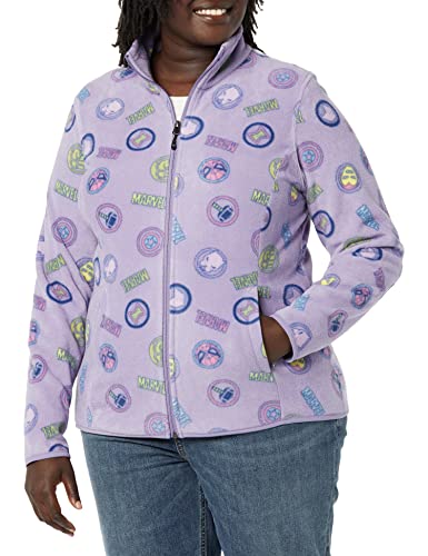 Amazon Essentials Disney | Marvel | Star Wars | Princess Damen Polarfleece-Jacke mit durchgehendem Reißverschluss und Stehkragen, Marvel Logo, M von Amazon Essentials