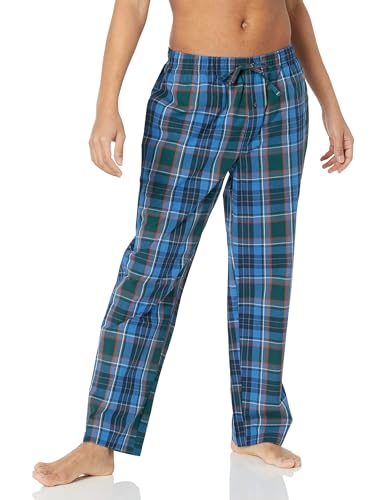 Amazon Essentials Herren Gewebte Pyjamahose, Gerade Geschnitten, Blau Grün Großes Karo, S von Amazon Essentials