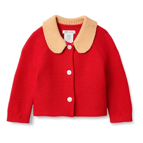 Amazon Essentials X Sofia Grainge Unisex Baby Peter-Pan-Kragen Pullover Jacke, Rot, 3-6 Monate von Amazon Essentials