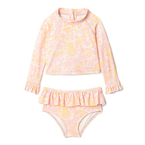 Amazon Essentials x Sofia Grainge 2-teiliges Langarm-Rashguard-Set für Baby Mädchen, Rosa Verziertes Paisley, 18 Monate von Amazon Essentials