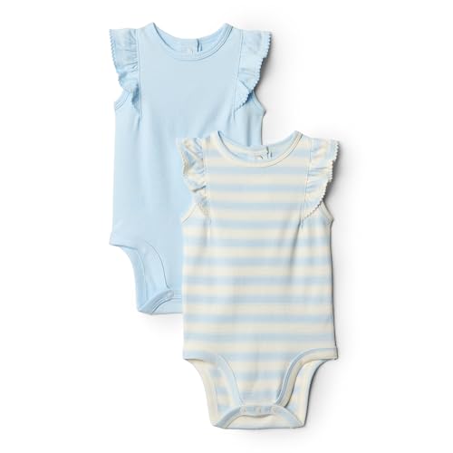 Amazon Essentials x Sofia Grainge Baby Mädchen Body mit gestickten Rüschen, 2er-Pack, Hellblau/Streifen, 12 Monate Amazon Essentials x Sofia Grainge Baby Mädchen Body mit gestickten Rüschen, 2er-Pack, Hellblau/Streifen, 12 Monate von Amazon Essentials