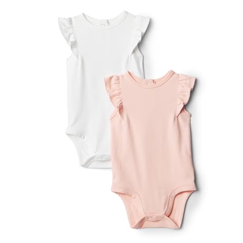 Amazon Essentials x Sofia Grainge Baby Mädchen Body mit gestickten Rüschen, 2er-Pack, Hellrosa/Weiß, 0-3 Monate von Amazon Essentials