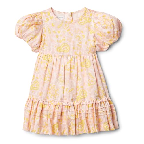 Amazon Essentials x Sofia Grainge Baby Mädchen Kleid mit Puffärmeln, Muschelrosa Verziertes Paisley, 6-9 Monate von Amazon Essentials