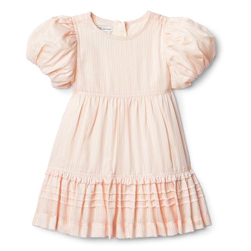 Amazon Essentials x Sofia Grainge Baby Mädchen Kleid mit Puffärmeln, Pfirsich Klassischer Streifen, 18 Monate von Amazon Essentials