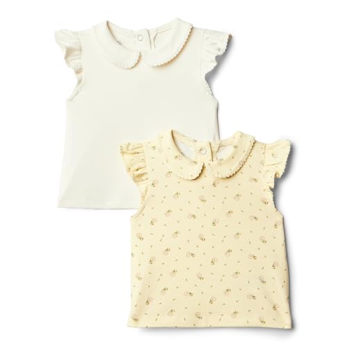 Amazon Essentials x Sofia Grainge Baby Mädchen Kurzärmelige Bluse, 2er-Pack, Elfenbein/Streublumen, 18 Monate von Amazon Essentials