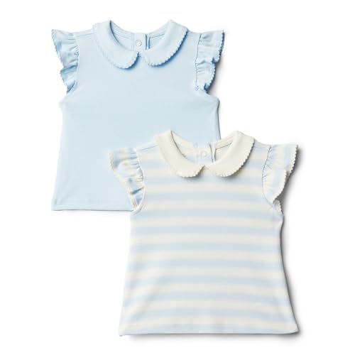 Amazon Essentials x Sofia Grainge Baby Mädchen Kurzärmelige Bluse, 2er-Pack, Hellblau/Streifen, 12 Monate Amazon Essentials x Sofia Grainge Baby Mädchen Kurzärmelige Bluse, 2er-Pack, Hellblau/Streifen, 12 Monate von Amazon Essentials