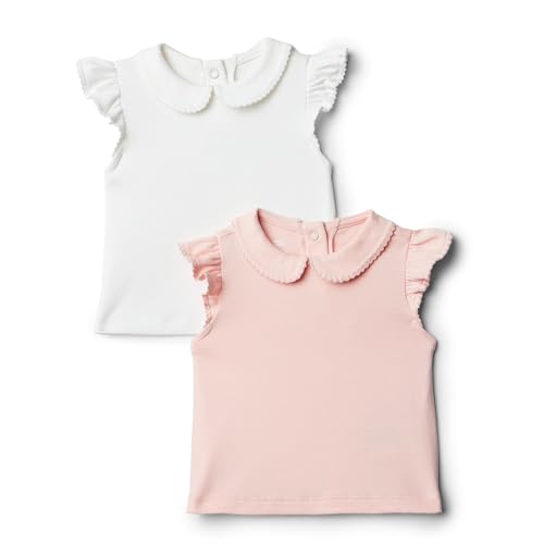 Amazon Essentials x Sofia Grainge Baby Mädchen Kurzärmelige Bluse, 2er-Pack, Hellrosa/Weiß, 24 Monate von Amazon Essentials
