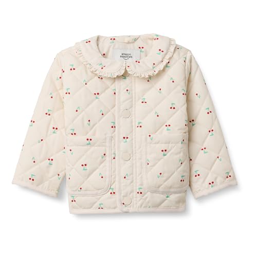Amazon Essentials x Sofia Grainge Baby Mädchen Mittelschwere Feldjacke mit Rüschen, Elfenbein Kirschen, 12 Monate von Amazon Essentials