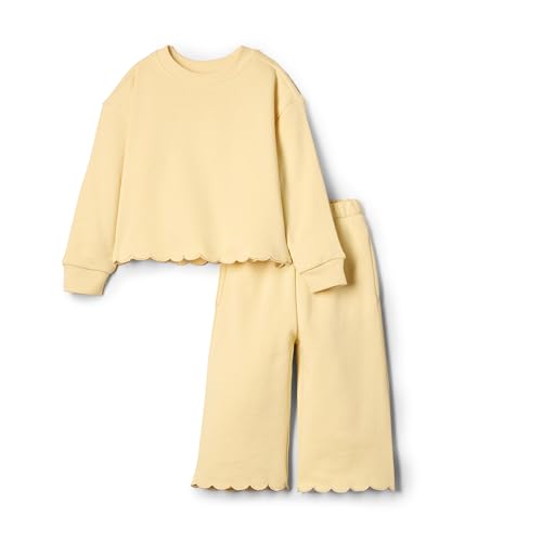 Amazon Essentials x Sofia Grainge Baby Mädchen Set aus Hose und Oberteil aus French Terry, Buttergelb, 24 Monate von Amazon Essentials
