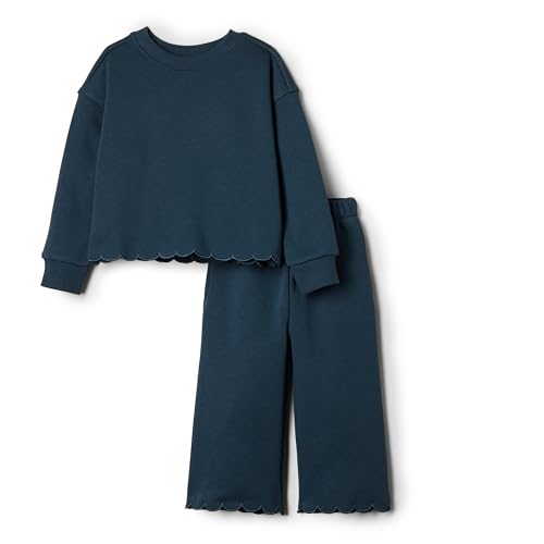 Amazon Essentials x Sofia Grainge Baby Mädchen Set aus Hose und Oberteil aus French Terry, Dunkles Marineblau, 24 Monate von Amazon Essentials