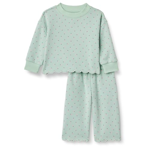 Amazon Essentials x Sofia Grainge Baby Mädchen Set aus Hose und Oberteil aus French Terry, Mintgrün Klein Erdbeeren, 0-3 Monate von Amazon Essentials