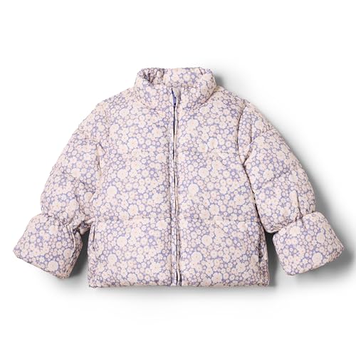 Amazon Essentials x Sofia Grainge Baby Mädchen Steppjacke aus Taft, Blau Elfenbein Zart Blumig, 12 Monate von Amazon Essentials
