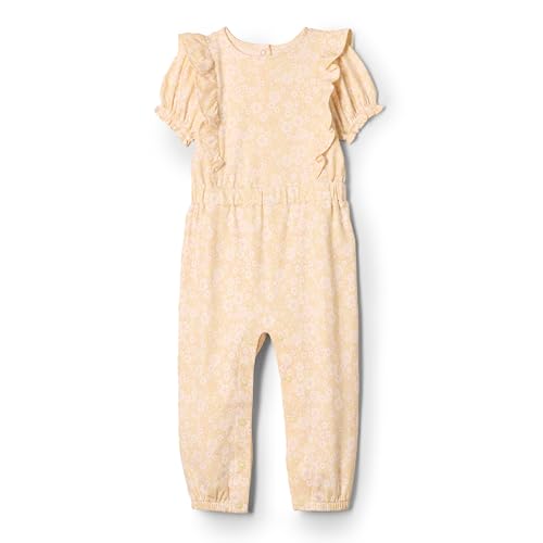 Amazon Essentials x Sofia Grainge Baby Mädchen Strampler mit Rüschen, Hellgelb Zart Blumig, 6-9 Monate von Amazon Essentials