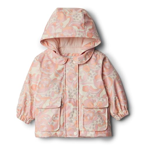Amazon Essentials x Sofia Grainge Baby Mädchen Wasserabweisende Regenjacke, Pfirsich mit Blumenmuster, 6-9 Monate von Amazon Essentials