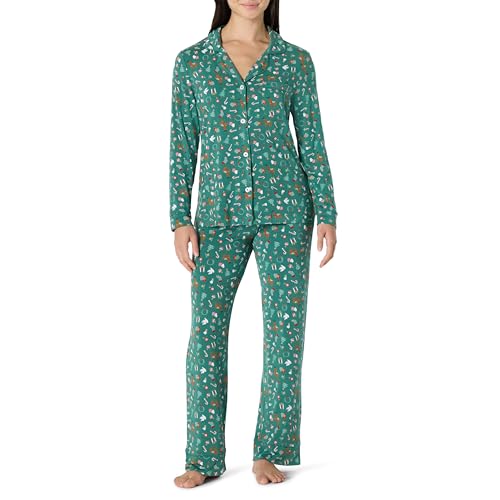 Amazon Essentials x Sofia Grainge Damen Schlafanzug-Set, Dunkles Salbeigrün Holiday, S von Amazon Essentials