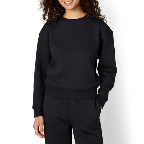 Amazon Essentials x Sofia Grainge Damen Boxy Sweatshirt mit überschnittenen Schultern und Rundhalsausschnitt, Schwarz, XXL von Amazon Essentials