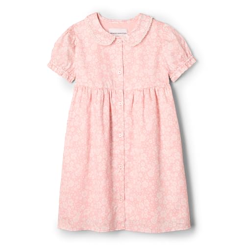 Amazon Essentials x Sofia Grainge Mädchen Kleid aus Baumwollsatin mit Kragen, Rosa Elfenbein Zart Blumig, 4 Jahre von Amazon Essentials